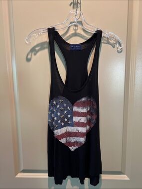 The Classic Black Tank with Distressed American Heart